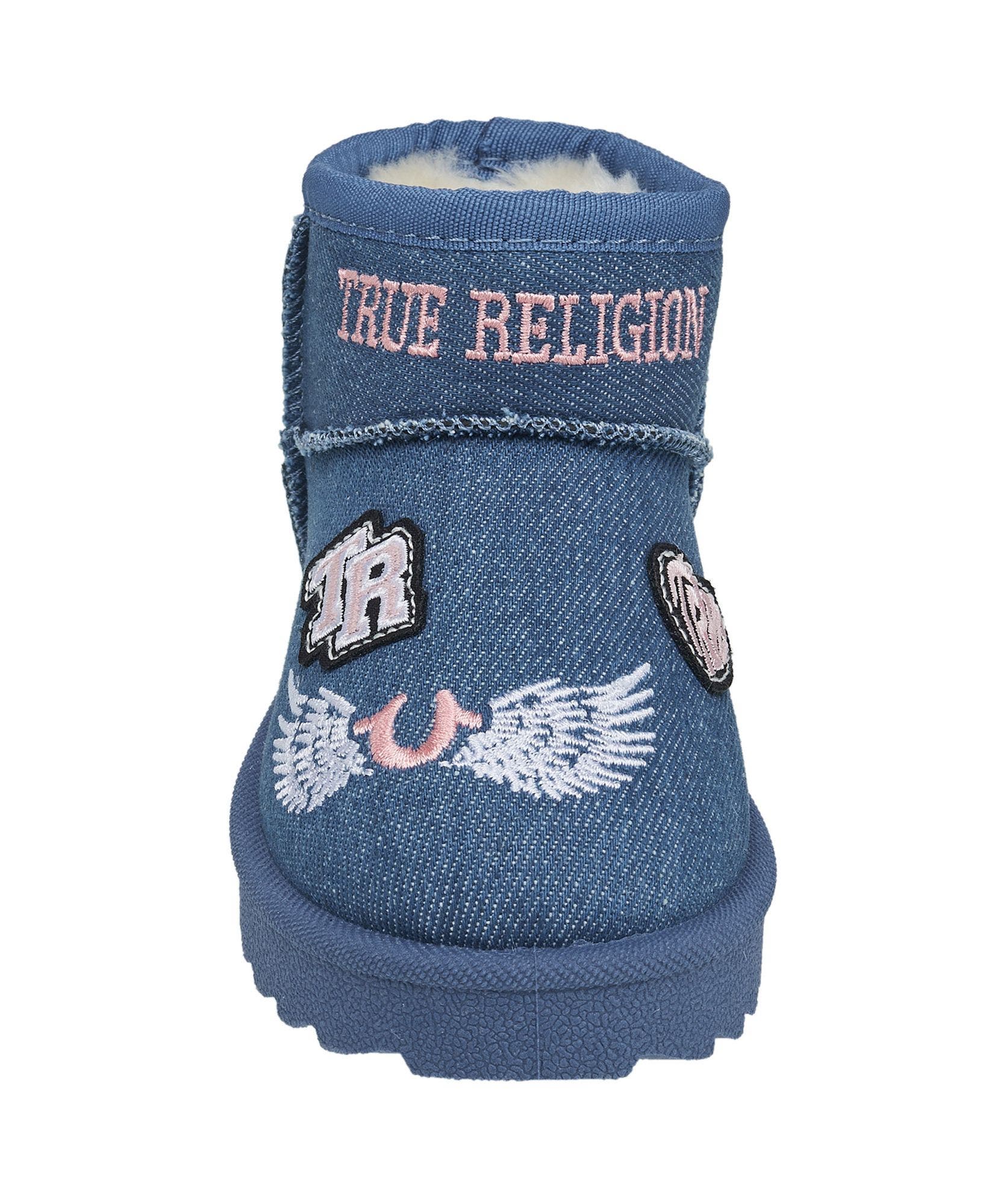 Kids' Lizzo Logo Patch Cozy Boot, Alternate, color, Dark Denim