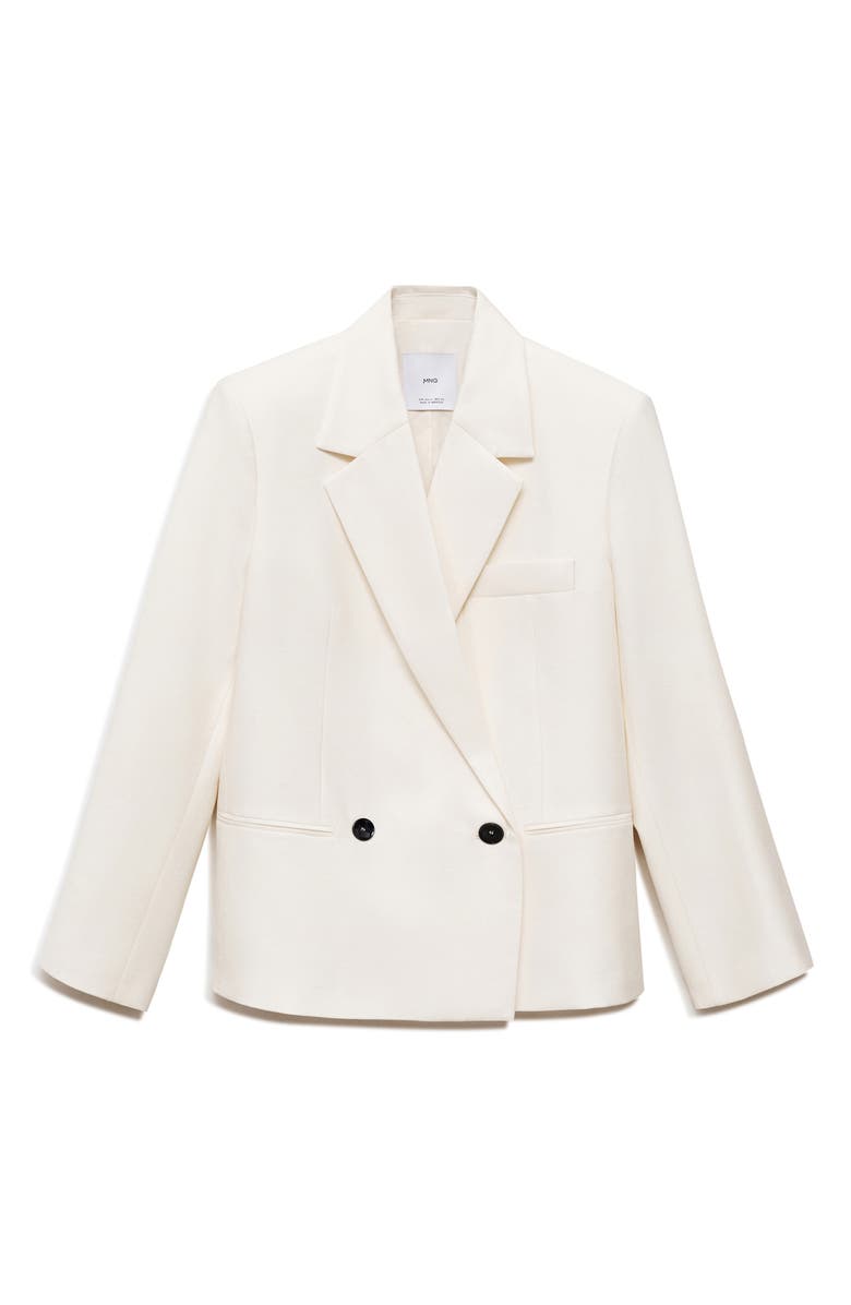 MANGO Contrasting Double Breasted Blazer, Alternate, color, White