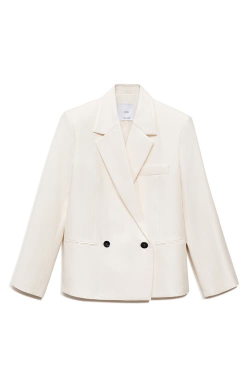 Mango Contrasting Double Breasted Blazer In White