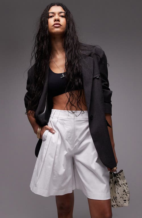 Topshop Pleated High Waist A-line Twill Shorts