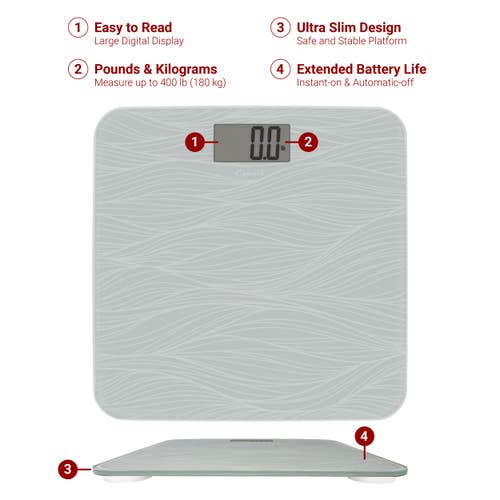 Escali Glass Waves Bathroom Scale In Gray