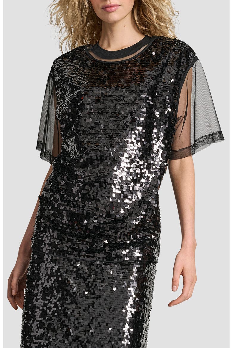 Layered Mesh Sequin Top, Main, color, BLACK