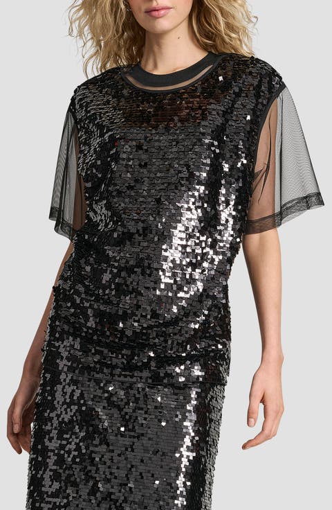 Layered Mesh Sequin Top