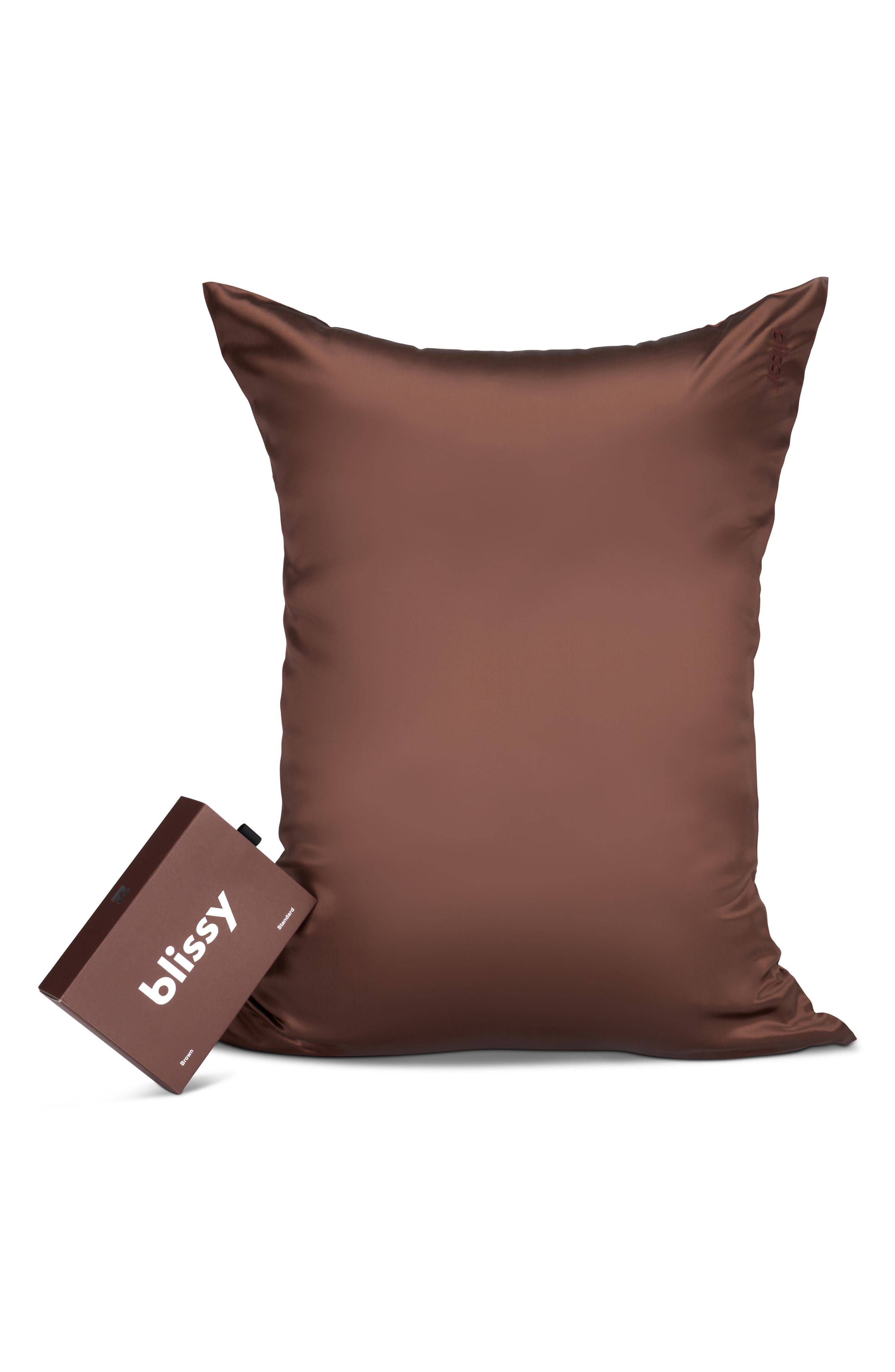 BLISSY Mulberry Silk Pillowcase in Chocolate at Nordstrom, Size King