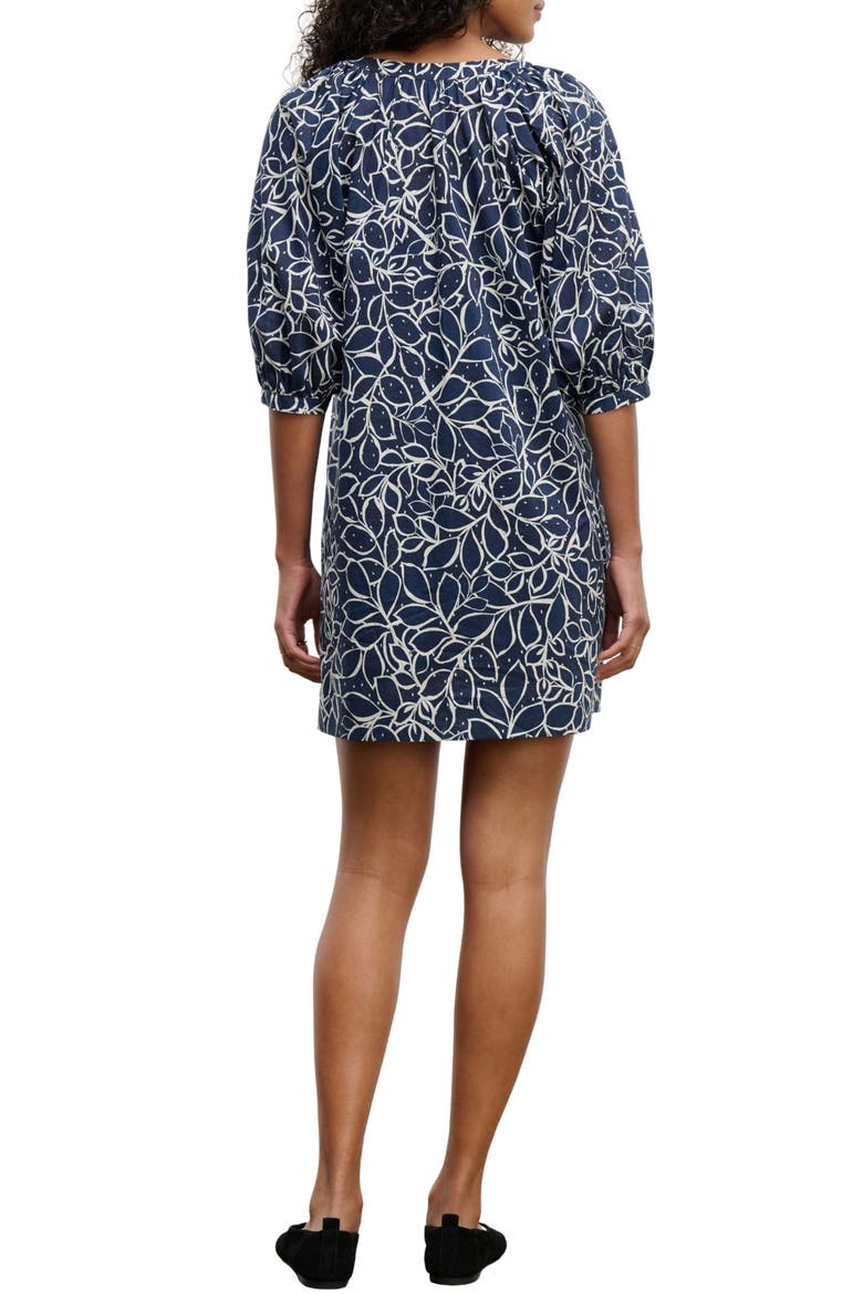Cotton Split Neck Minidress, Alternate, color, NAVY