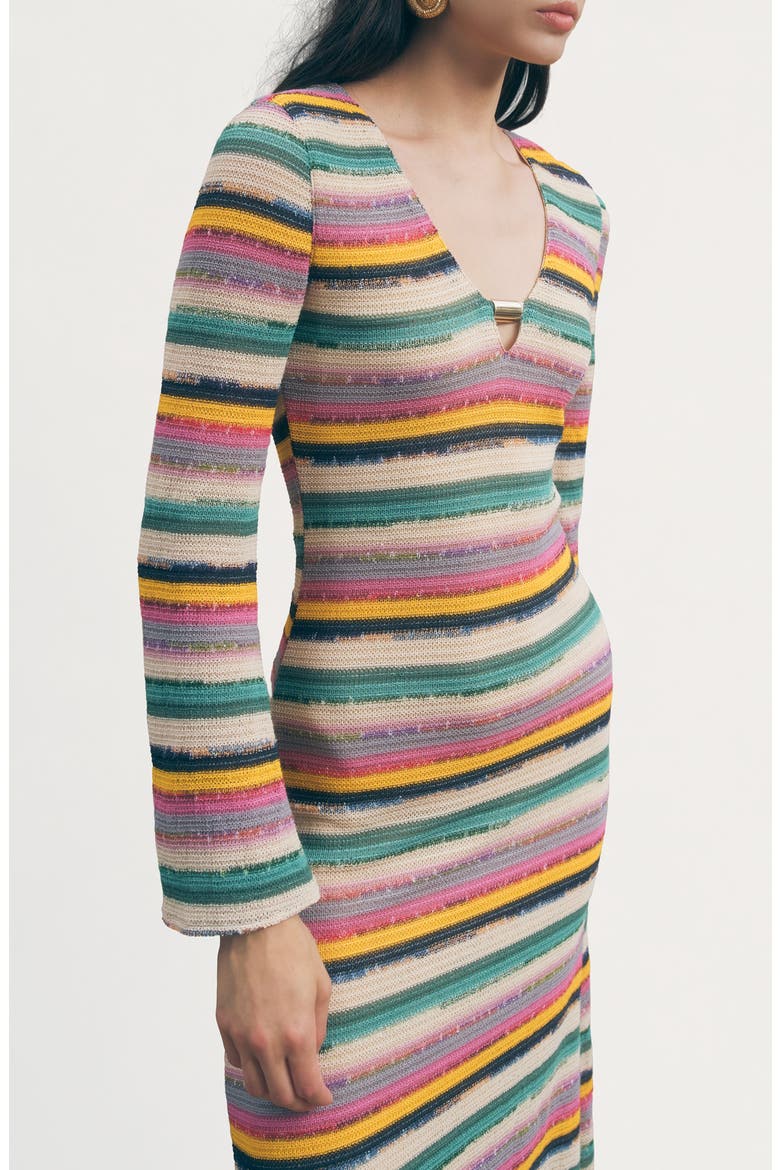Priscilla Long Sleeve Stripe Knit Dress, Alternate, color, MULTI PLAID