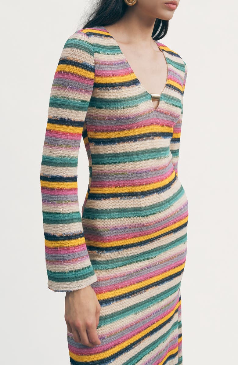 MAUDE CLUB Priscilla Long Sleeve Stripe Knit Dress, Alternate, color, Multi Plaid