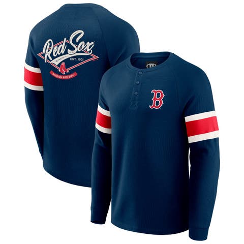 Men's Darius Rucker Collection by Fanatics Navy Boston Red Sox Waffle-Knit Raglan Long Sleeve Henley T-Shirt