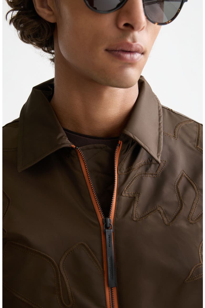 Appliqué Aviator Bomber Jacket, Alternate, color, DEMITASSE
