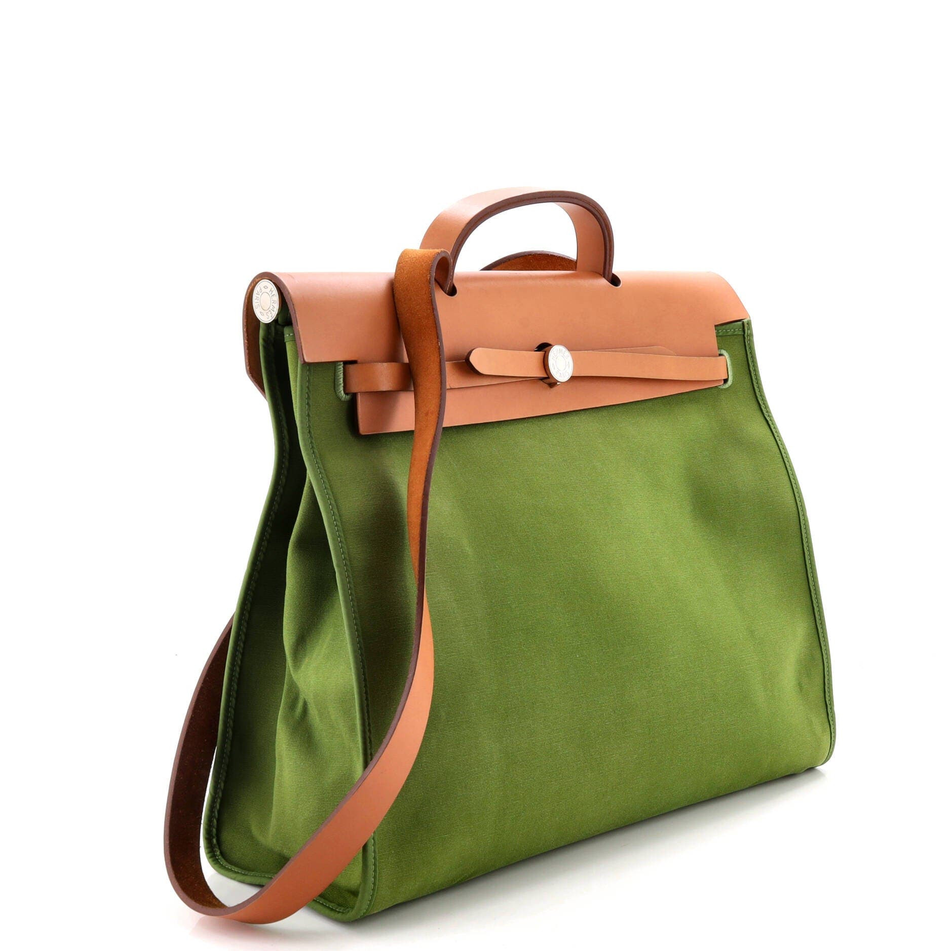 Herbag Zip Leather and Toile 39, Alternate, color, Green