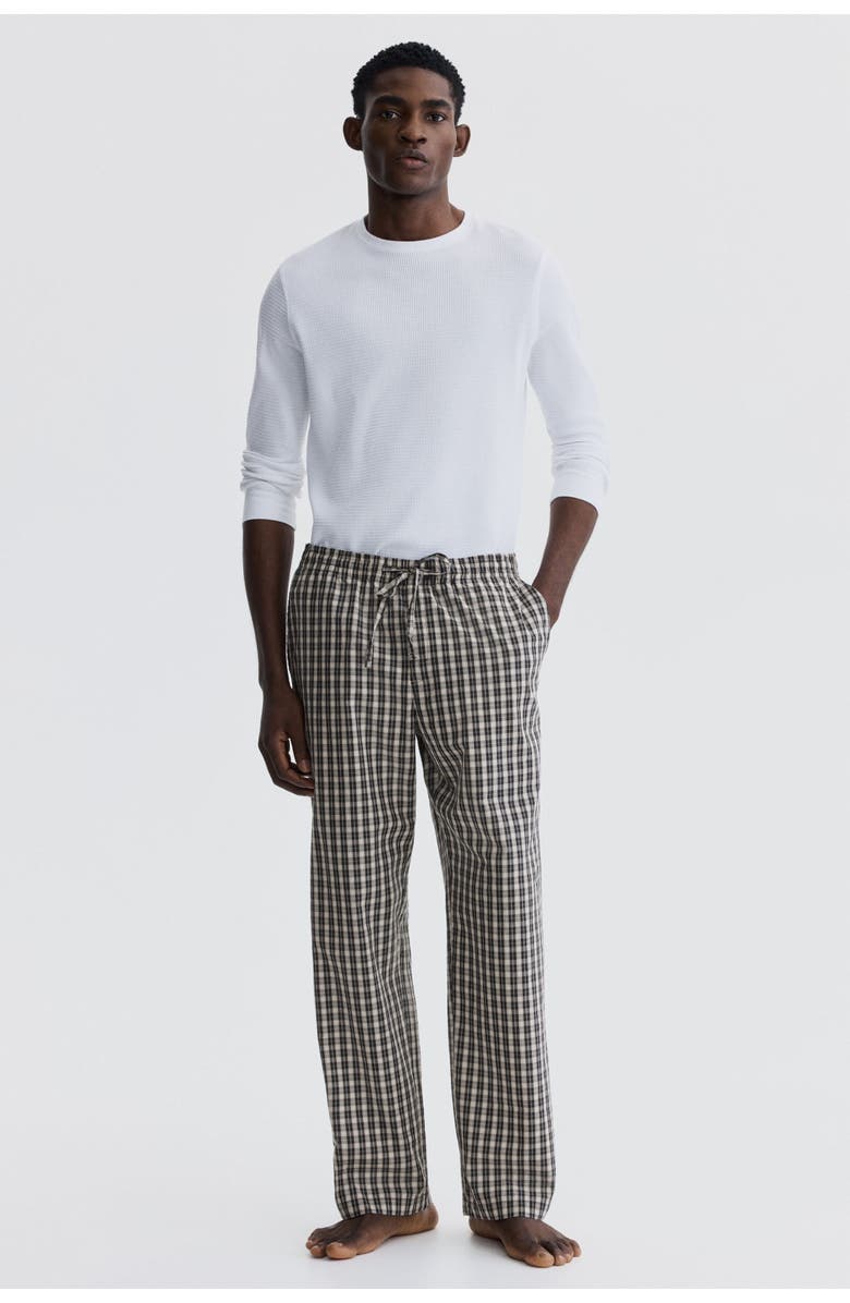 H&M Relaxed Fit Poplin Trousers, Main, color, Gray/Checked