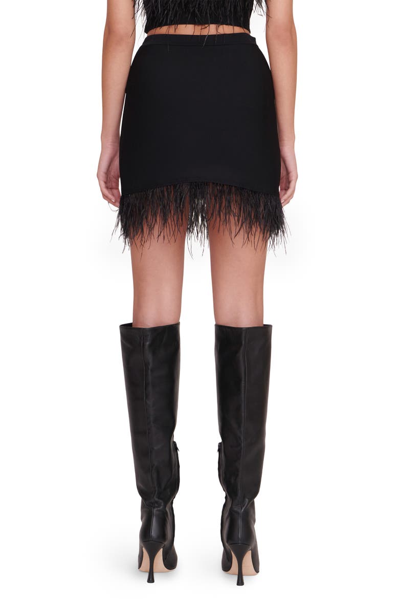 Chaya Ostrich Feather Trim Skirt, Alternate, color, BLACK