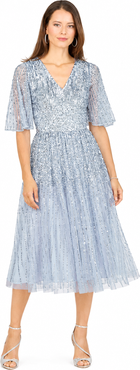 LARA New York Flowing, Sequin Midi Dress with Short Sleeves