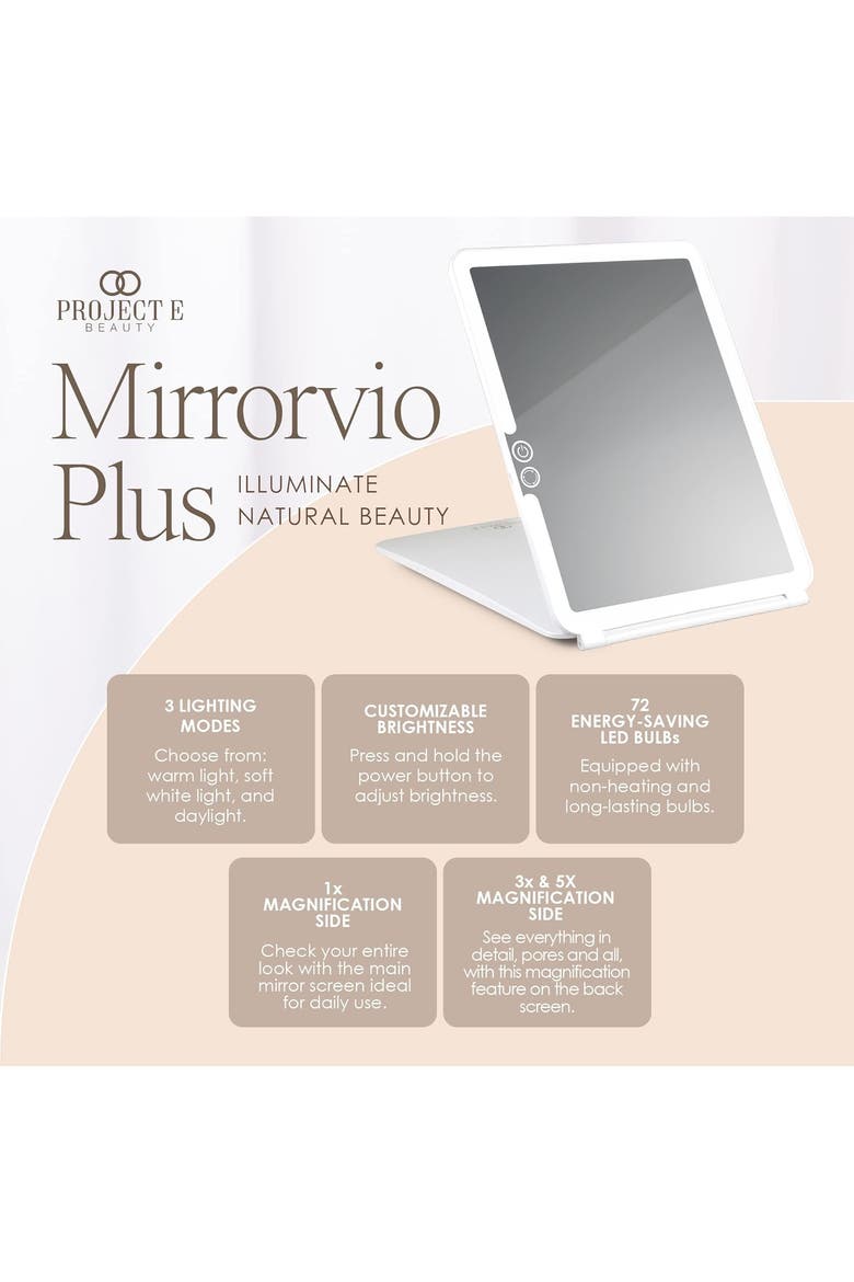 Mirrorvio+ Travel Vanity Mirror, Alternate, color, White