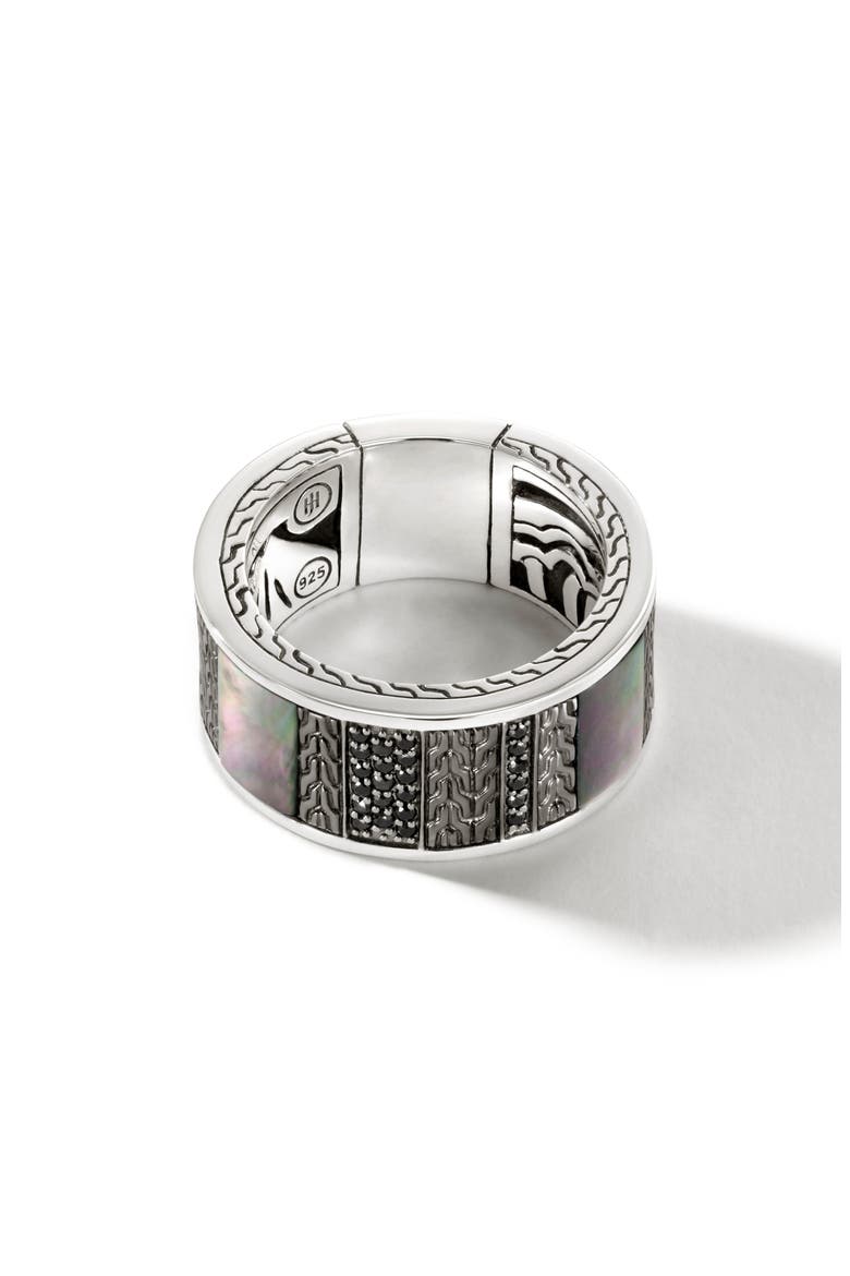 Classic Chain Mixed Stone Band Ring, Main, color, BLACK