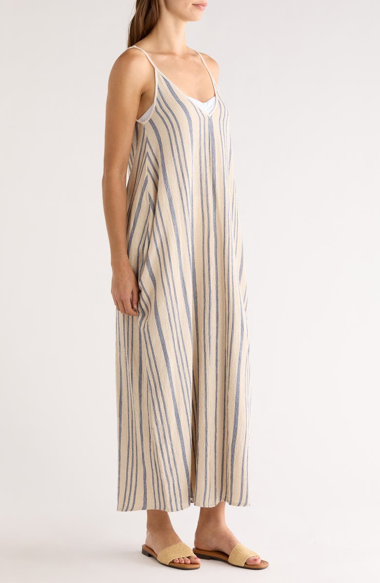 Elan Stripe Sleeveless Cover-Up Maxi Dress, Alternate, color, Beige/ Blue Stripe