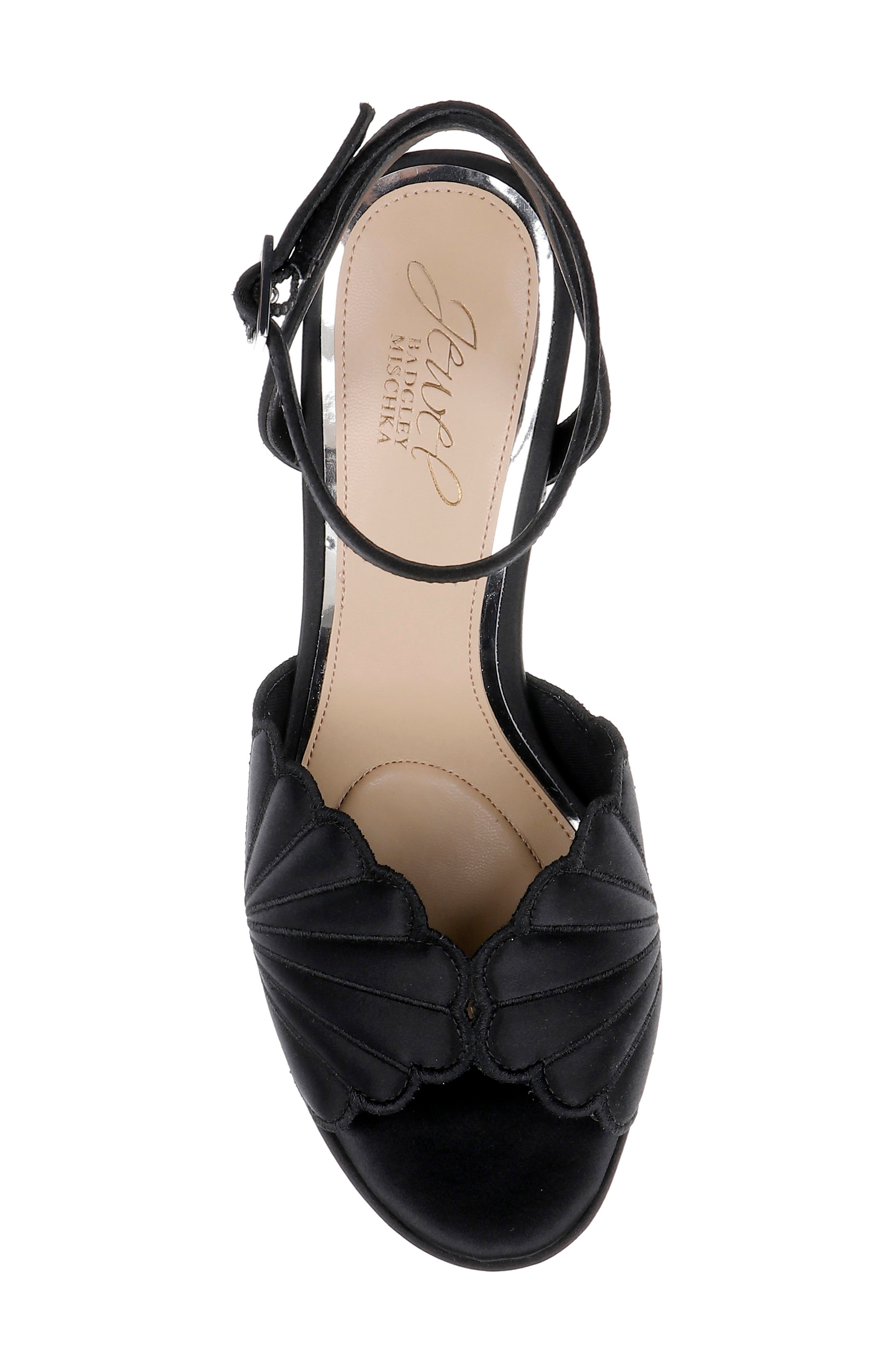 Jewel Badgley Mischka Paola Ankle Strap Platform Sandal, Alternate, color, Black Satin