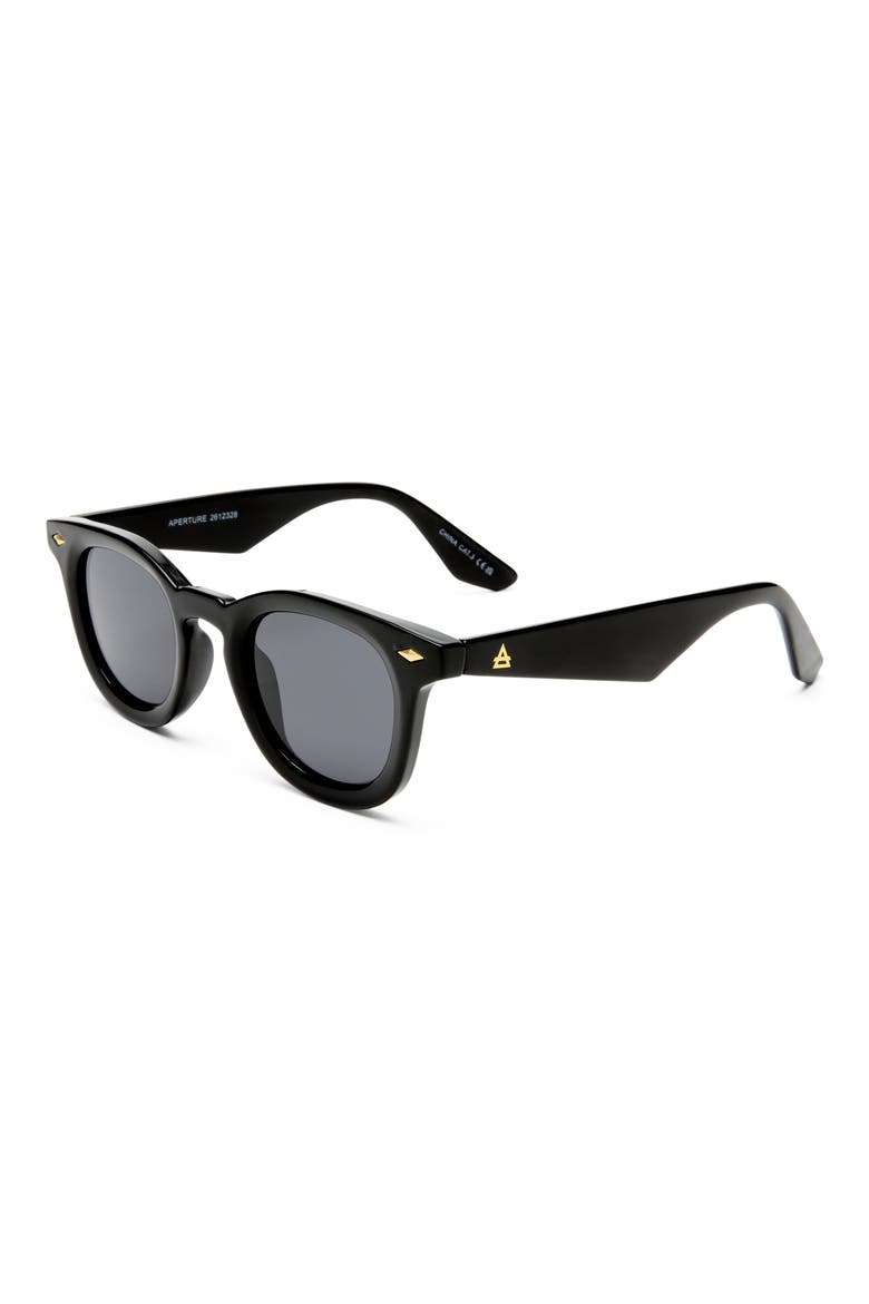 Aperture 45mm Round Sunglasses, Alternate, color, BLACK / SMOKE MONO