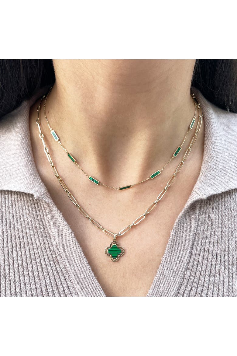 Malachite Bar Chain Necklace, Alternate, color, Green