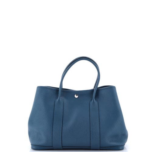 Pre-owned Hermes Hermes Garden Party Tote Leather With Printed Interior 36 In Blue