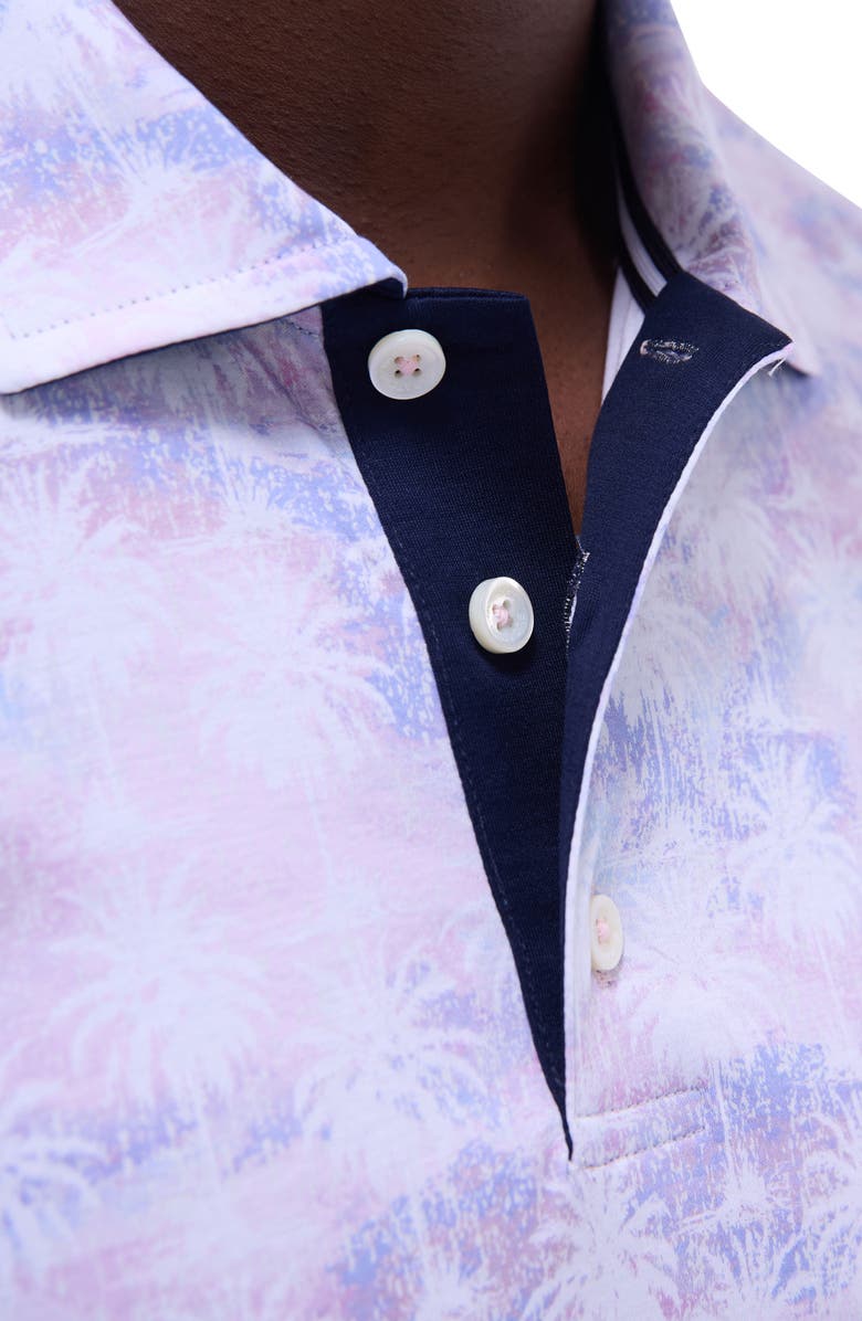 Bugatchi Hendrix Digital Palm Print Pima Cotton Polo, Alternate, color, Pink