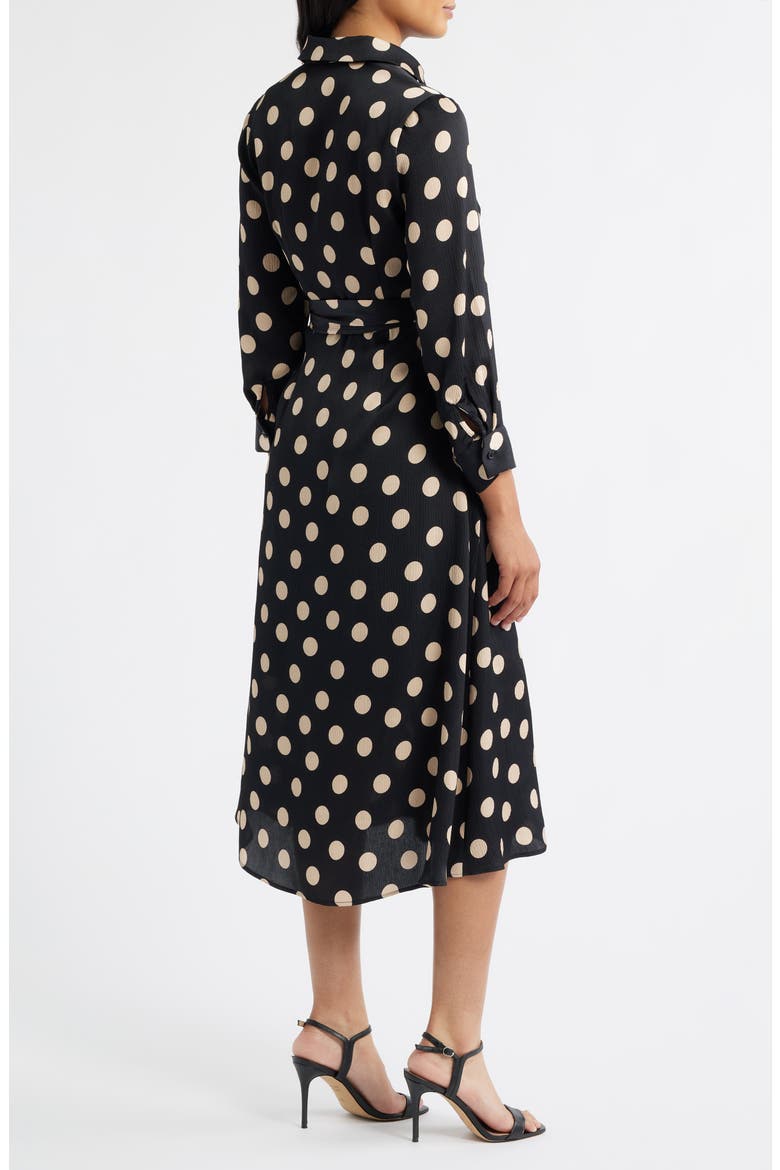 Polka Dot Long Sleeve Midi Shirtdress, Alternate, color, BLACK MULTI