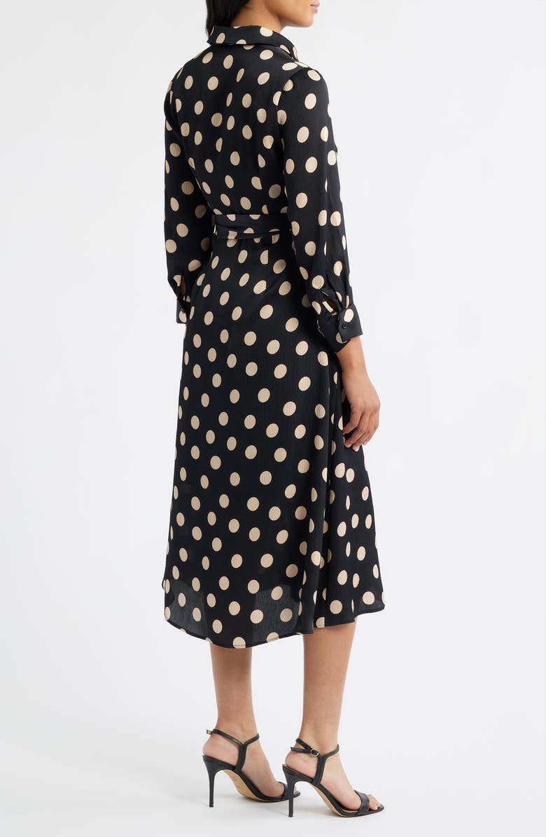 Julia Jordan Polka Dot Long Sleeve Midi Shirtdress, Alternate, color, Black Multi