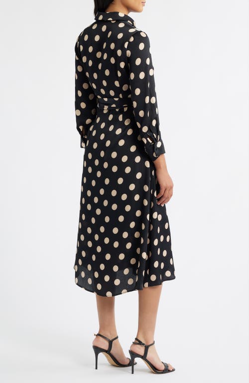 Julia Jordan Polka Dot Long Sleeve Midi Shirtdress In Multi