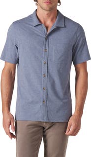 The Normal Brand Puremeso Solid Short Sleeve Knit Button-Up Shirt
