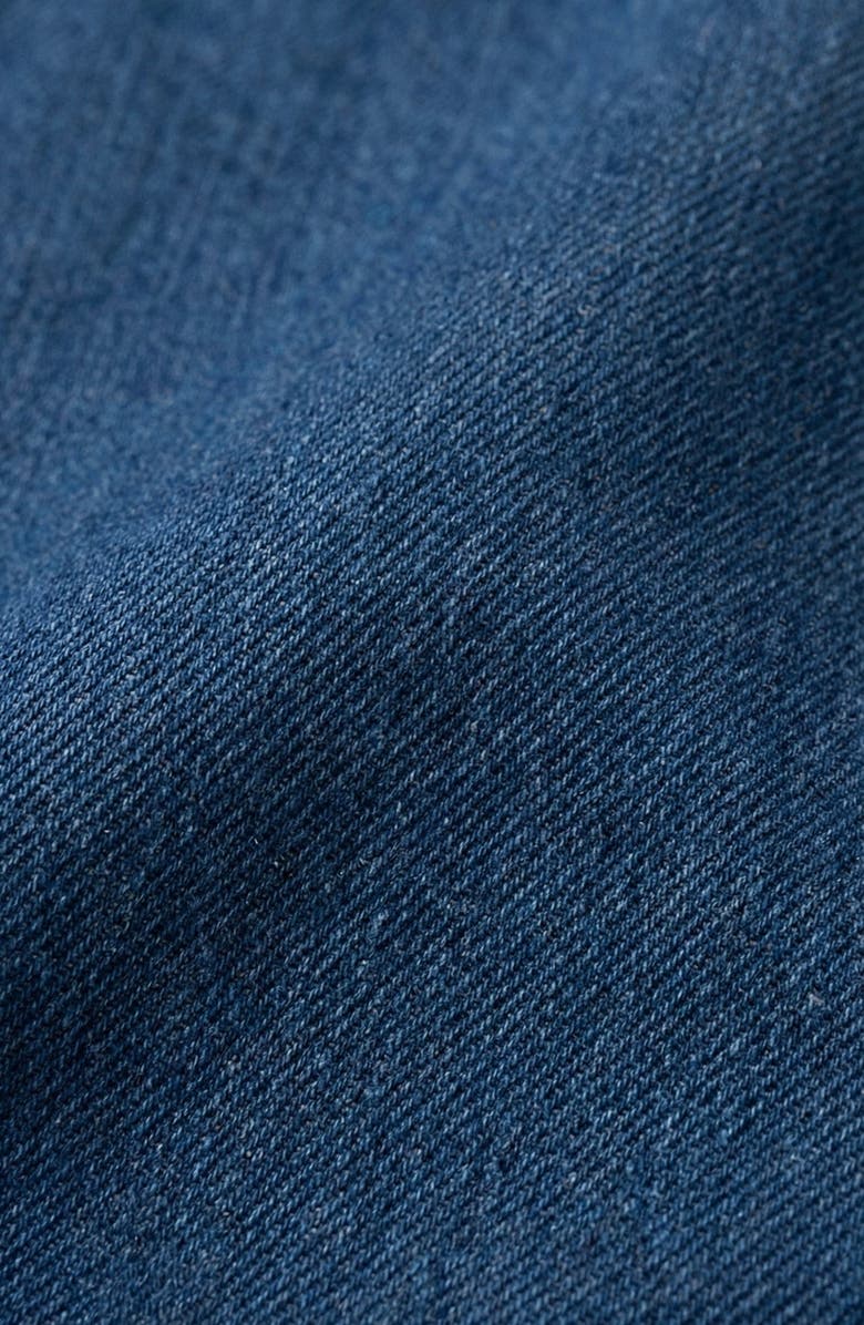 Modenaire Denim Pleated Waist Shirt Dress, Alternate, color, Medium Indigo Blue