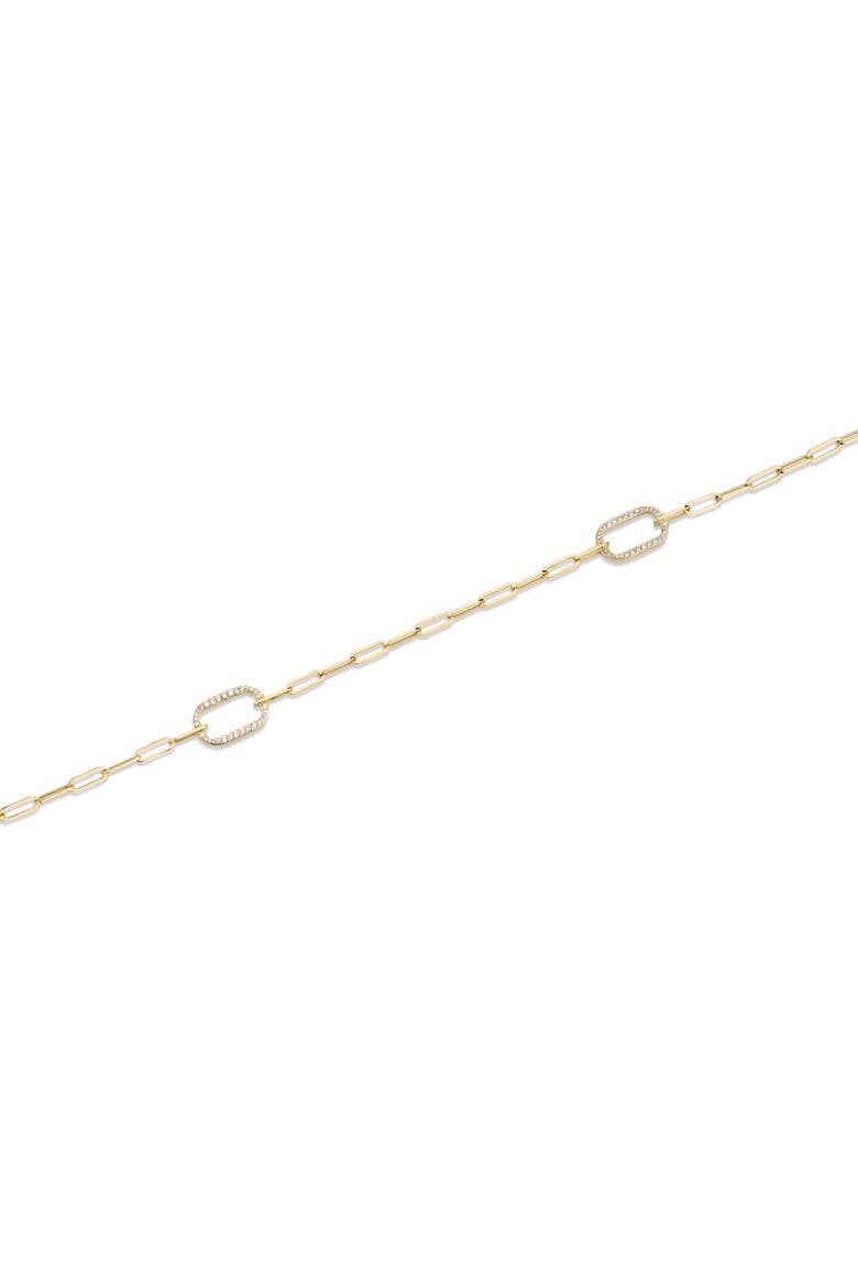 Link PaveStation Necklace, Alternate, color, Yellow Gold