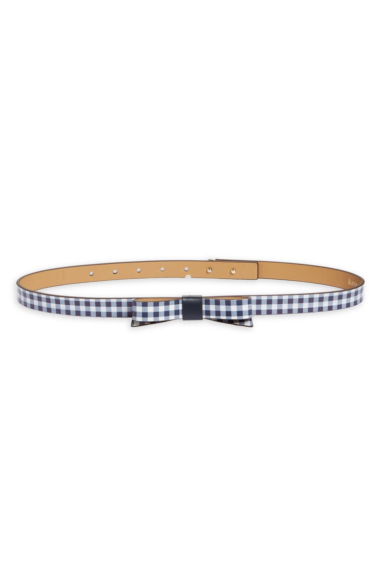 Kate Spade New York gingham print bow belt, Main, color,