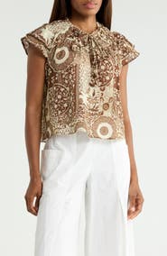 JASON WU Ruffle Sleeve Gathered Neck Top