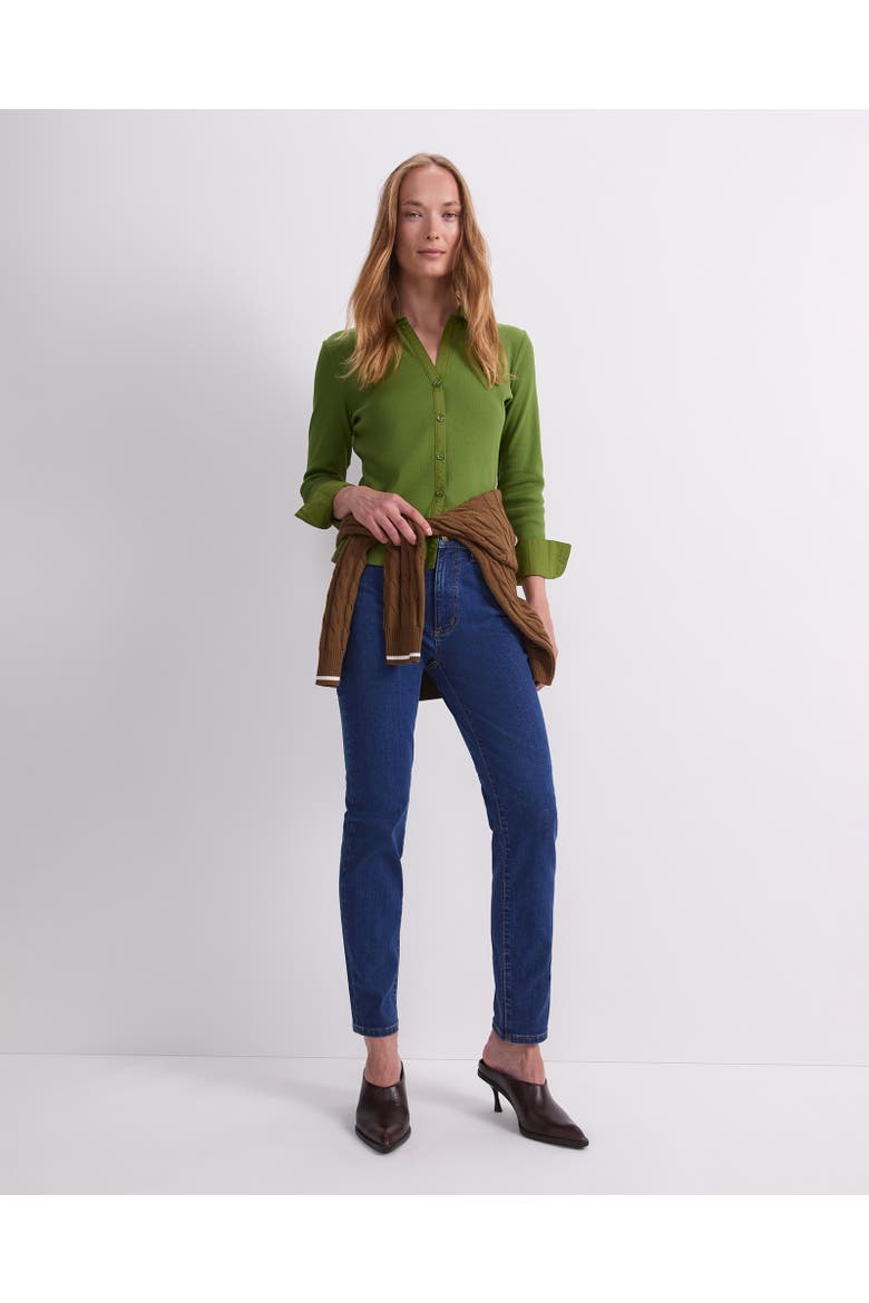 Catherine Rib Button-Front Shirt, Alternate, color, Olive Green