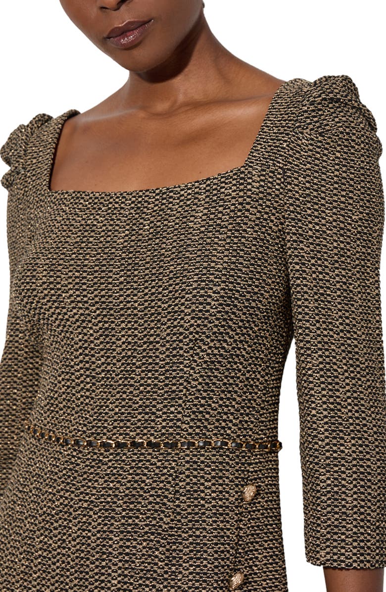 Ming Wang Metallic Tweed Sheath Dress, Alternate, color, 