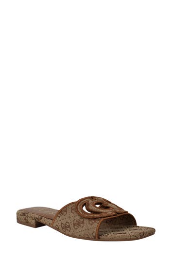 Guess Tarishae Slide Sandal In Brown