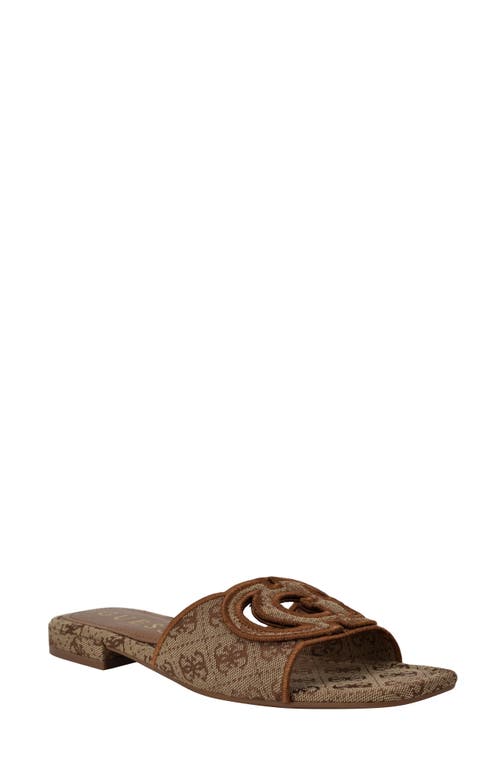 Guess Women's Tarishae One Band Quattro-g Slip On Flat Sandals In Medium Brown