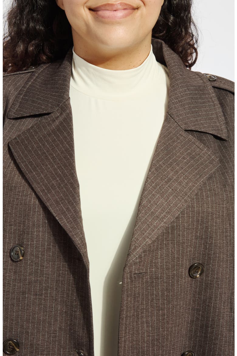 Thora Hairline Striped Cropped Double Breasted Ponte Blazer, Alternate, color, HAIRLINE STRIPE