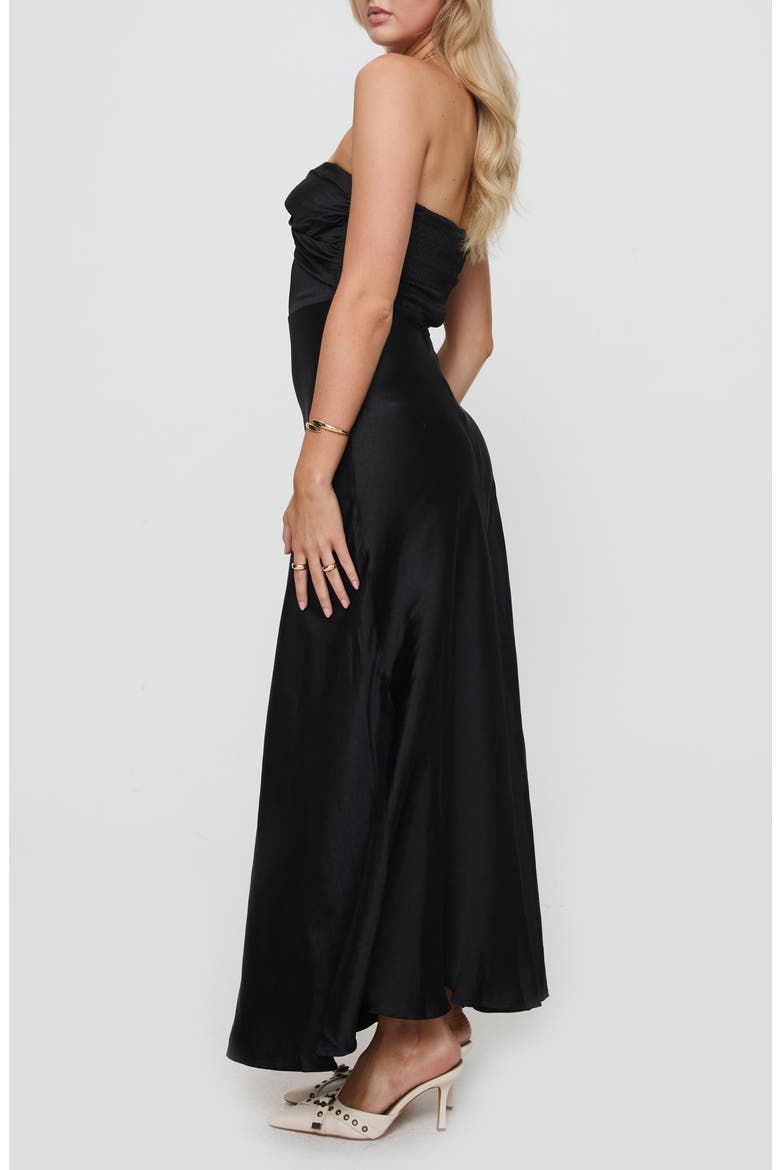 Ahna Cutout Detail Strapless Maxi Dress, Alternate, color, BLACK