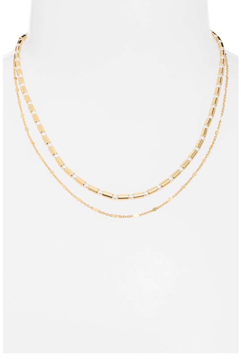 Layered Faux Pearl Necklace, Alternate, color, WHITE- GOLD
