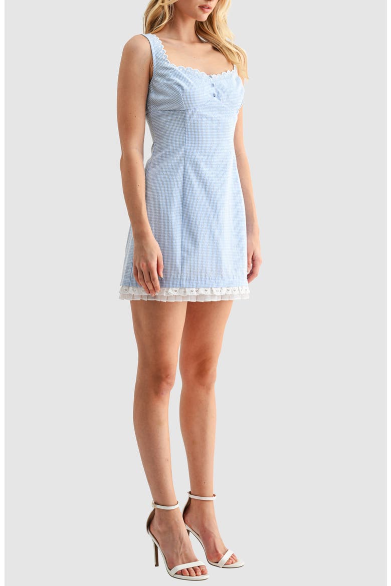 Embroidered Heart Trim Minidress, Alternate, color, BLUE