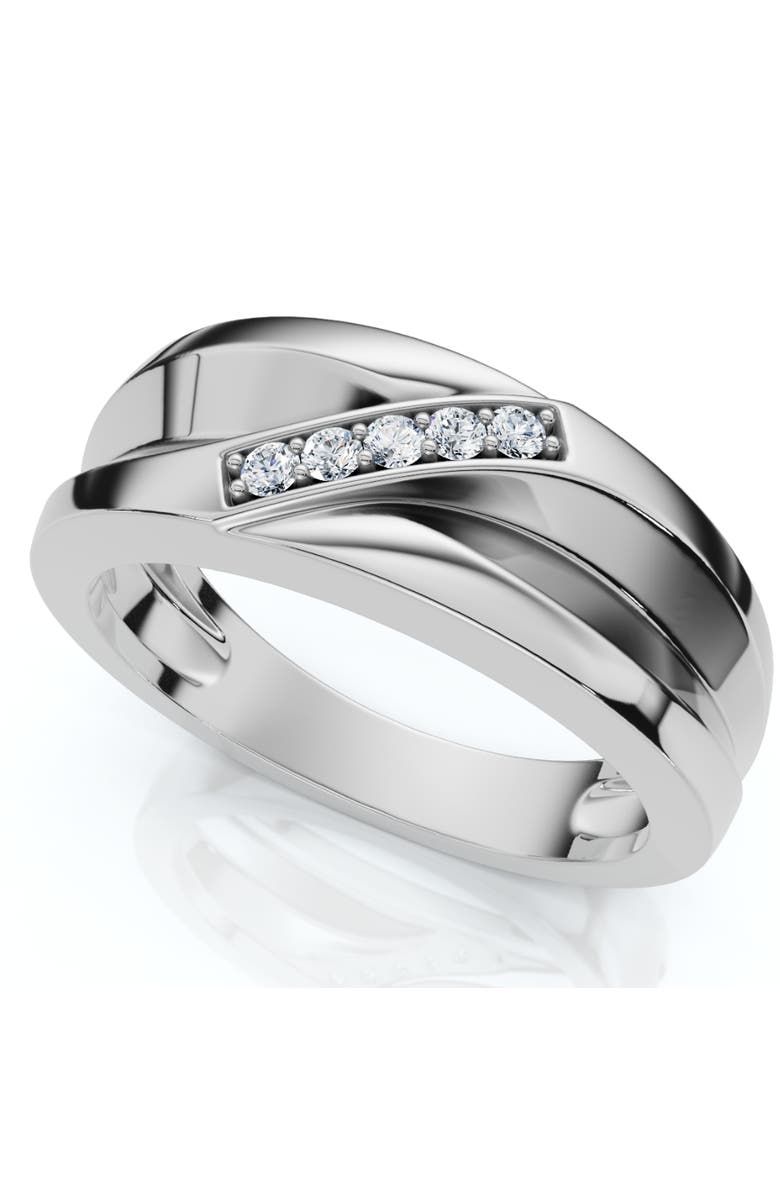 Bliss Diamond Men's Diamond Wedding Ring Lab Grown 10k Gold, Alternate, color, 10K White Gold