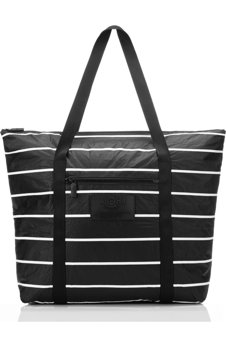 Aloha Collection Pinstripe Water Resistant Tyvek<sup>®</sup> Tote, Main, color, White/Black