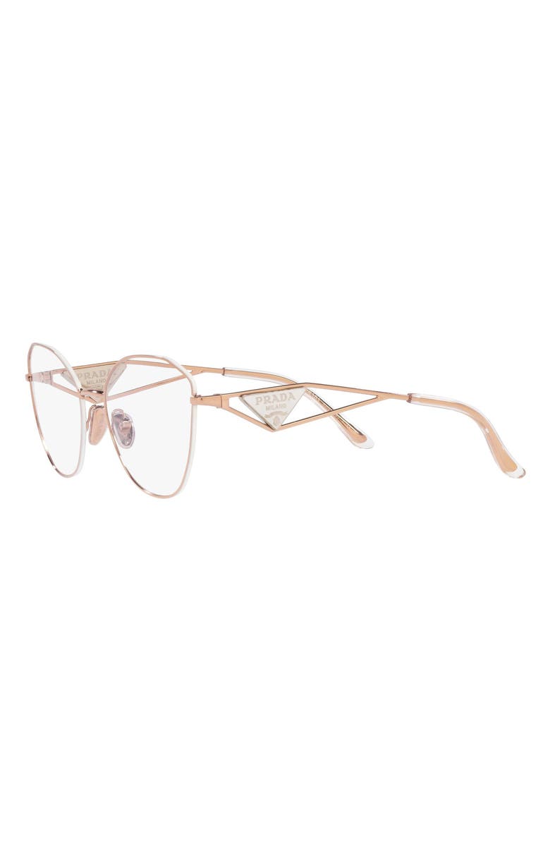 Prada 55mm Round Optical Glasses, Alternate, color, Pink Gold