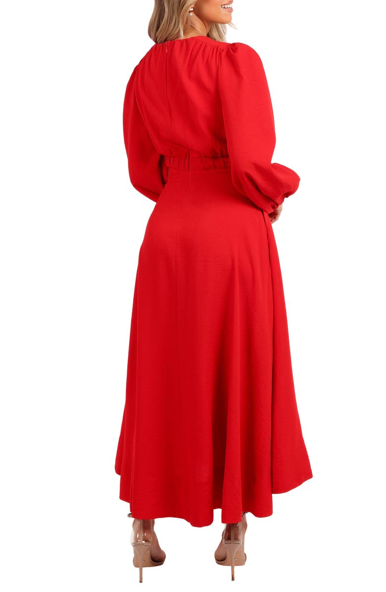 Petal & Pup Ginnee Long Sleeve Cutout Midi Dress, Alternate, color, Red