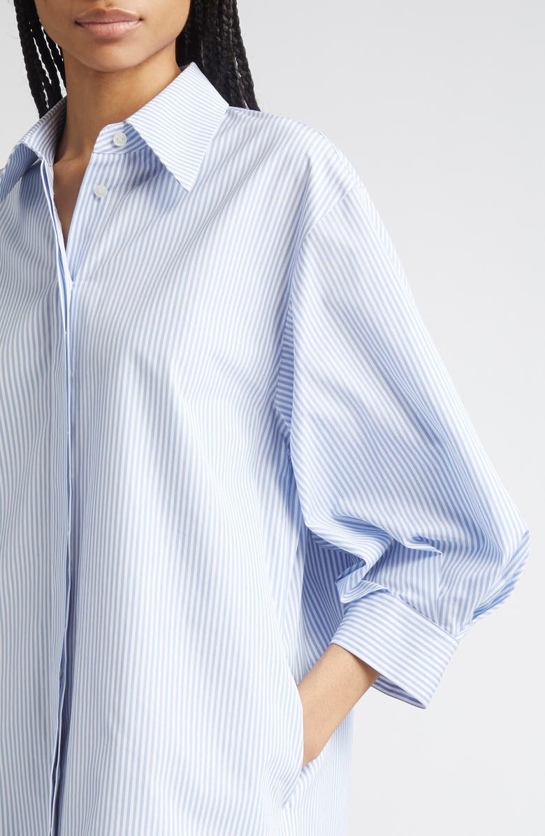 Stripe Lantern Sleeve Shirtdress
