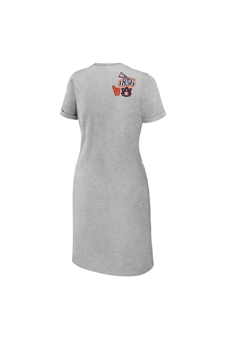 Women's WEAR by Erin Andrews Heather Gray Auburn Tigers Knotted T-Shirt Dress, Alternate, color, Heather Gray