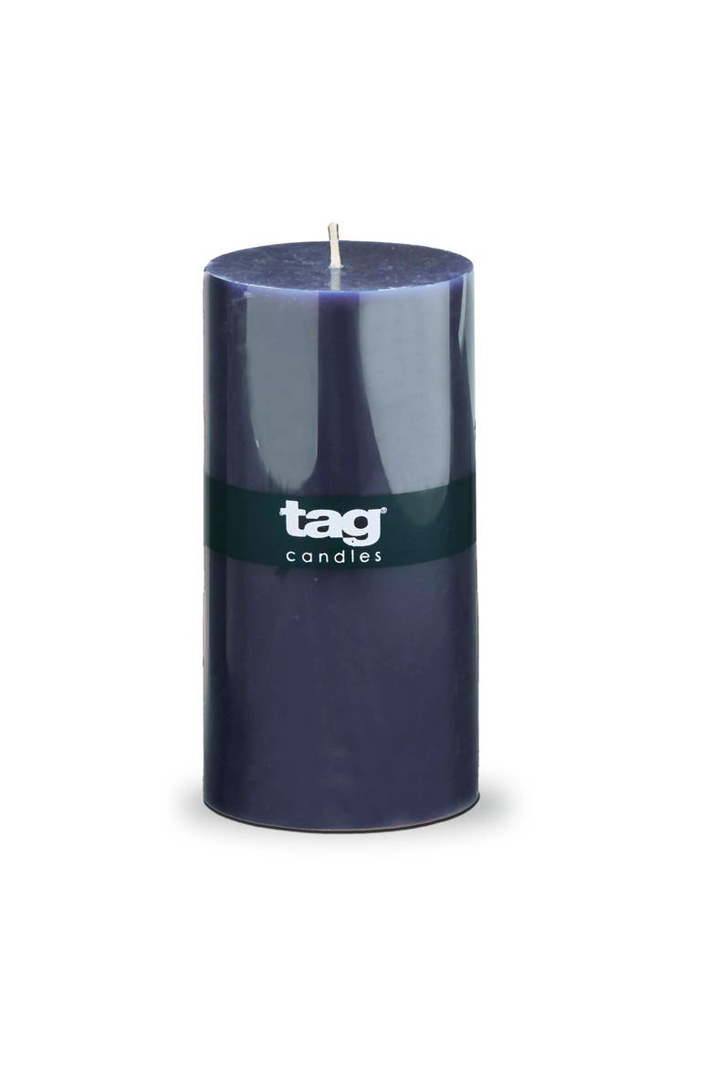Color Studio Navy Pillar Candle Smokeless 85 Hour Burn Time, Main, color, Blue
