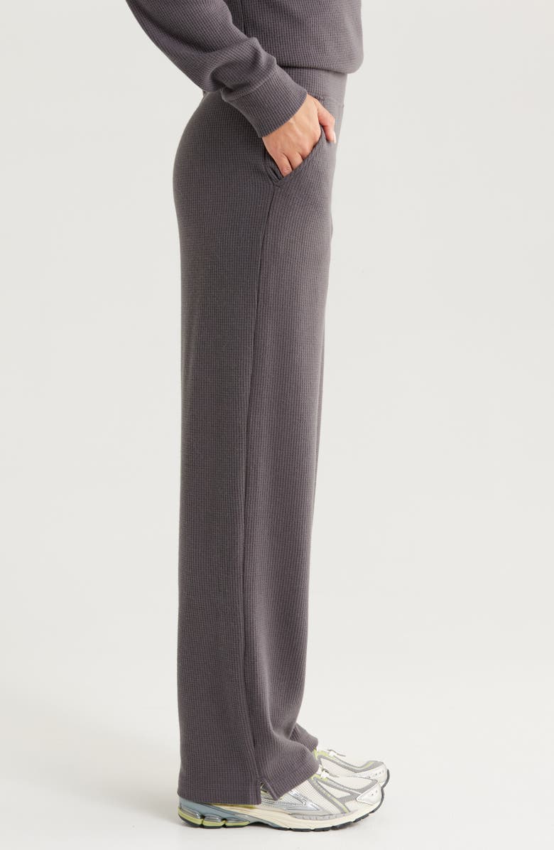 Zella Cozy Waffle Knit Pants, Alternate, color, Grey Forged