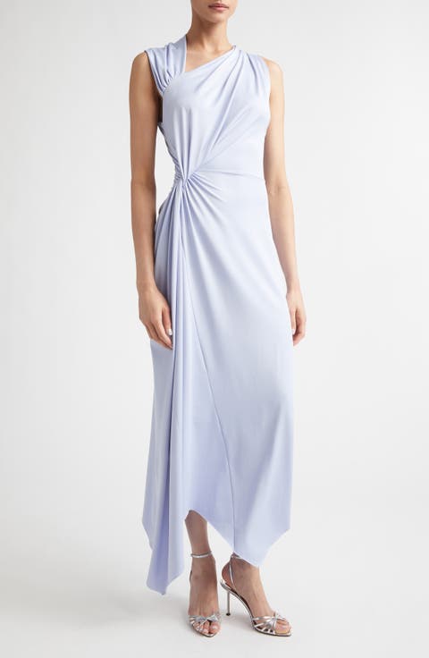 Asymmetric Stretch Jersey Midi Dress